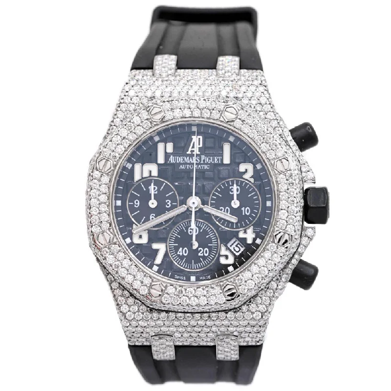 smartwatch with built-in stress tracker-Audemars Piguet Ladies Stainless Steel 37mm Black Chronograph Dial Reference #: 26283ST.OO.D002CA.01