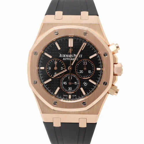 smartwatch with workout efficiency tracking-Audemars Piguet Men's Rose Gold 41mm Black Chronograph Dial Watch Reference# 26320OR.OO.D002CR.01