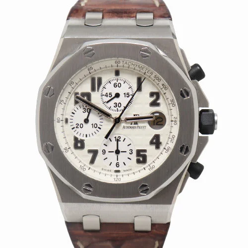 professional-grade automatic watches-Audemars Piguet Men's Royal Oak Offshore Stainless Steel 42mm White Chronograph Dial Watch Reference# 26170ST.OO.D091CR.01