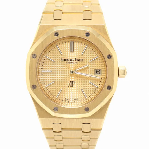 high-performance diving smartwatches-Audemars Piguet Royal Oak "Jumbo" 24k Magic World Tour Yellow Gold 39mm Yellow Gold "Petit Tapisserie" Dial Watch Reference# 15202ST.OO.1240ST.01