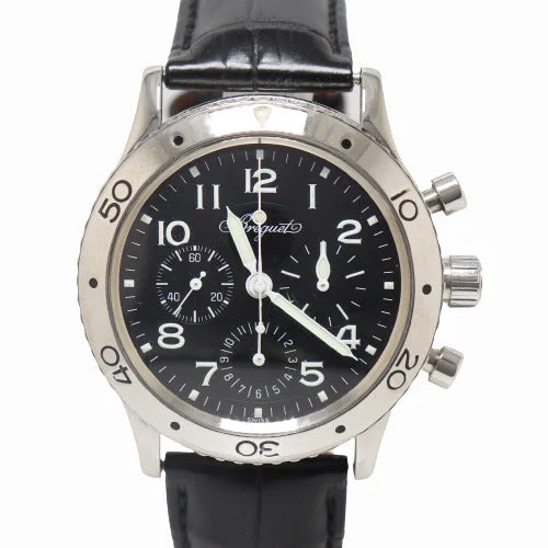 stylish ladies' smartwatch designs-Breguet Aeronavale Stainless Steel 40mm Black Chronograph Dial Watch Reference# 3800