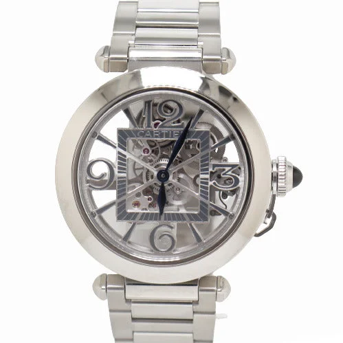 smartwatch with sleep cycle analysis-Cartier Men's Pasha Stainless Steel 41mm Skeleton Dial Watch Reference# WHPA0007