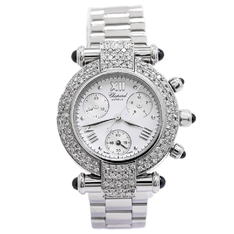 diving watches with helium release valves-Chopard Ladies Imperiale Stainless Steel 35mm White Chronograph Roman Dial Watch Reference #: 8389-23