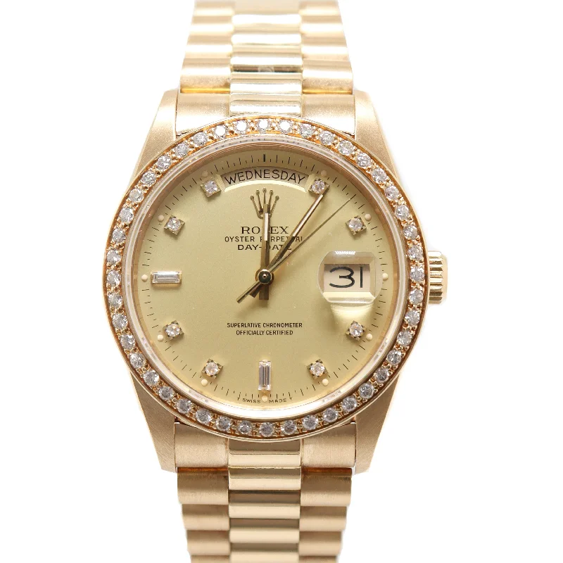 smartwatch with motion activity analysis-Rolex Datejust Yellow Gold 36mm Factory Diamond Diamond Dial Watch Reference# 18038