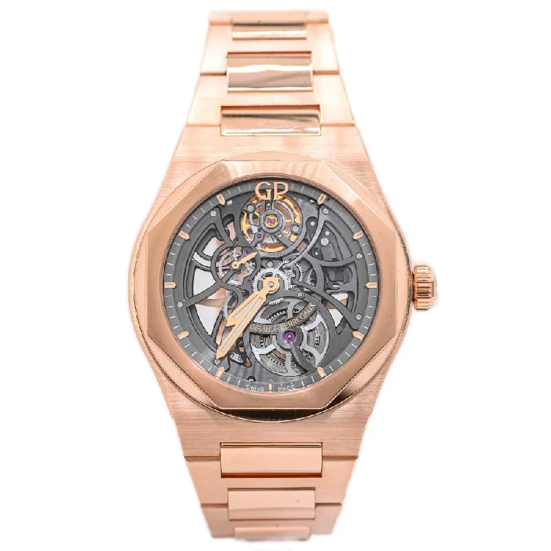 smartwatch with wrist-based pulse oximeter-NEW! Girard Perregaux Men's Rose Gold 44mm Skelet Laureato Skeleton Dial Watch Ref# 81015-52-002-52A