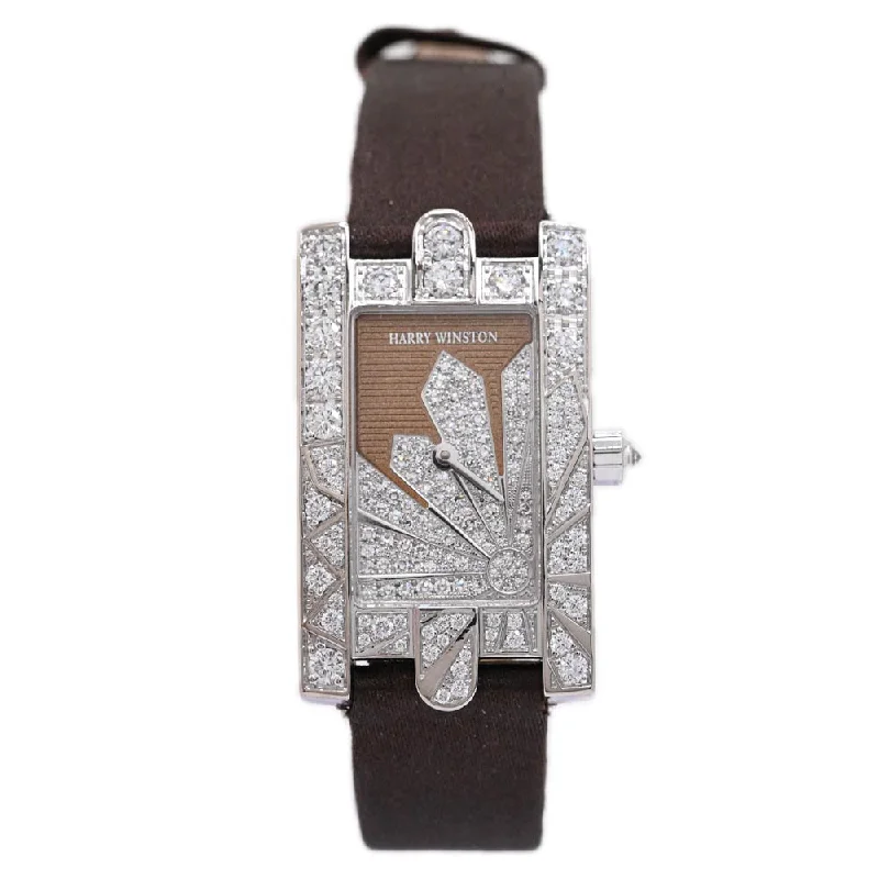 smartwatch with advanced weather forecasting-Harry Winston Ladies Avenue White Gold 24mm Brown Diamond Dial Watch Reference #: 310LQW