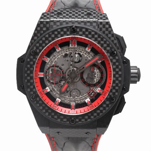 vintage mechanical diving watches-Hublot Men's Big Bang King Power Unico Carbon 48mm Red Skeleton Chronograph Dial Watch Reference# 701.QX.0113.HR