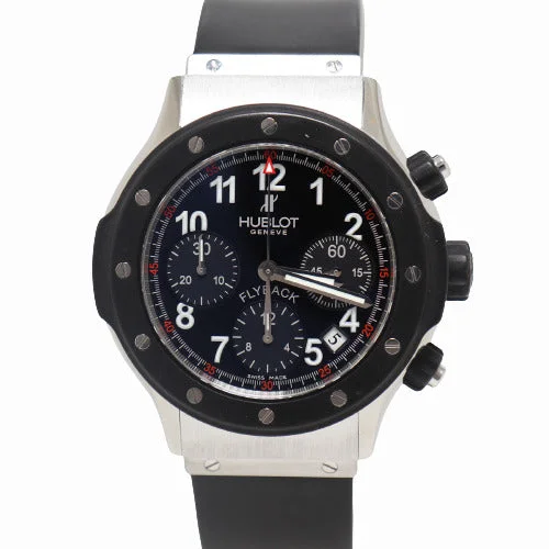 smartwatch with UV light exposure alert-Hublot Men's Super B Black Magic Stainless Steel 42mm Black Chronograph Dial Watch Reference# 1926.NL3.0