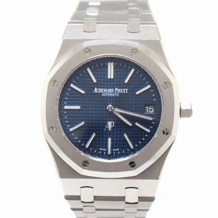 smartwatch with calorie burning alerts-NEW! Audemars Piguet Royal Oak "Jumbo" Extra Thin Stainless Steel 39mm Blue “Petite Tapisserie” Dial Watch Reference# 15202ST.OO.1240ST.01