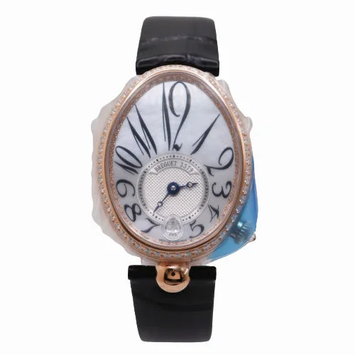 professional-grade diving wristwatches-NEW! Breguet Ladies Reine De Naples Rose Gold 33mm White MOP Roman Dial Watch Ref# 8928BB51944DD0D3L