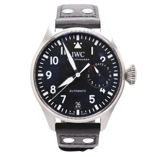 smartwatch with customizable workout alerts-NEW! IWC Men's Big Pilot Stainless Steel 46mm Black Dial Watch Ref# IW501001