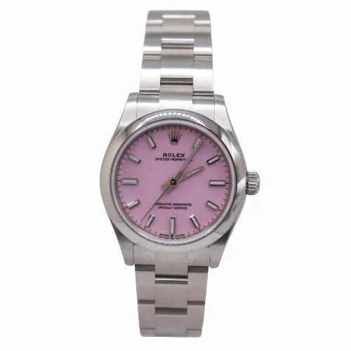 smartwatch with workout motivation tools-NEW! Rolex Ladies Oyster Perpetual Stainless Steel 31mm Pink Dial Watch Reference #277200