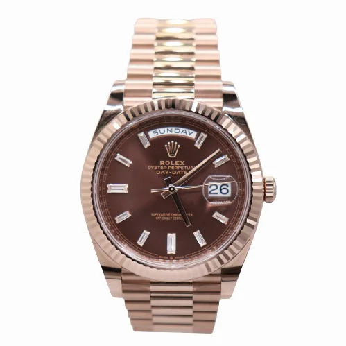 smartwatch with activity-based coaching-NEW! Rolex Men's Day-Date 18K Rose Gold 41mm Chocolate Diamond Baguette Dial Watch Reference #: 228235