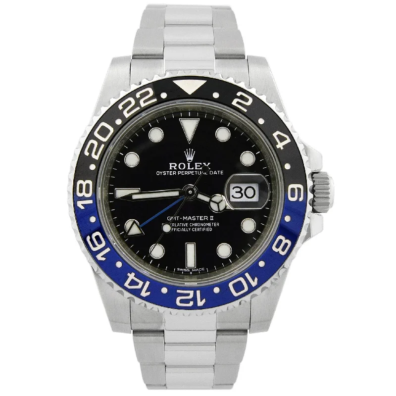 smartwatch with calorie counter and tracker-NEW! Rolex Men's GMT-Master II "Batman" Stainless Steel 40mm Black Dot Dial Watch Reference #: 126710BLNR