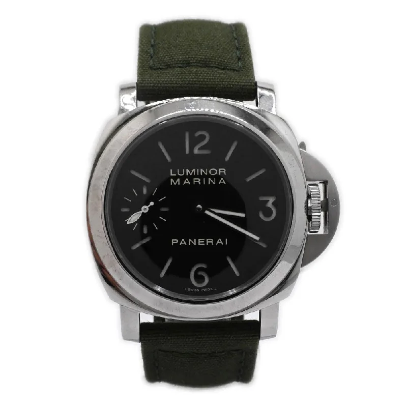 elegant analog wristwatches for women-Panerai Men's Luminor Marina Stainless Steel 44mm Black Dial Watch Reference #: PAM00111