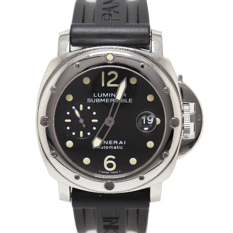 smartwatch with stress-free workout mode-Panerai Men's Luminor Submersible Stainless Steel 44mm Black Dot Dial Watch Reference#