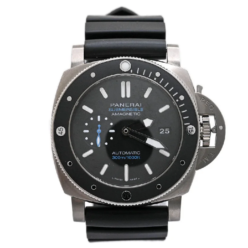 smartwatch with sleep cycle analysis-Panerai Men's Submersible Amagnetic Titanium 47mm Black Stick Watch Reference #: PAM01389