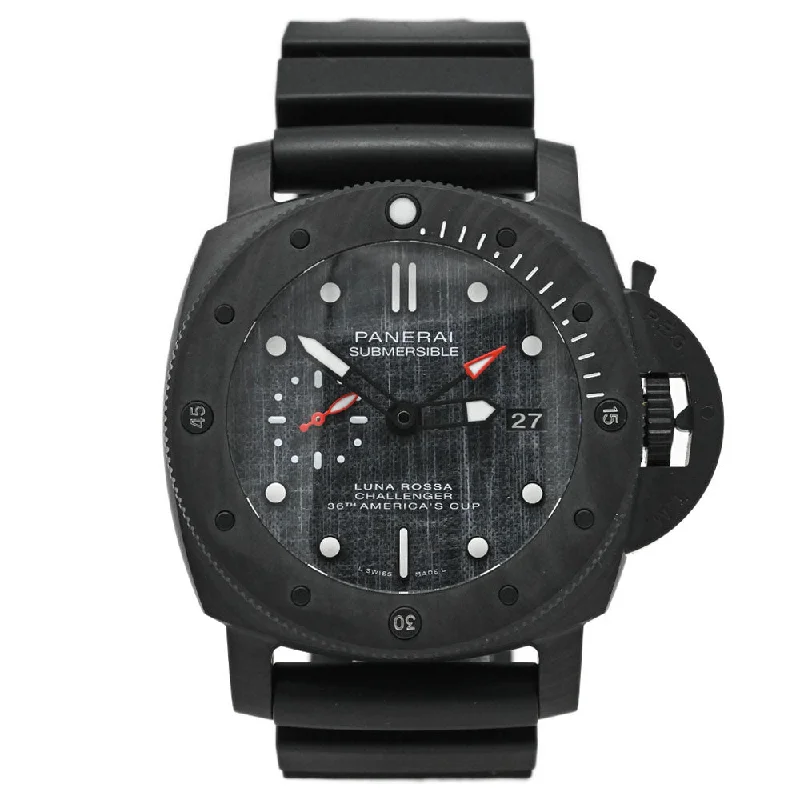 smartwatch with live activity tracking-Panerai Men's Submersible Luna Rossa Carbotech 47mm Grey Dot Dial Watch Reference #: PAM01039