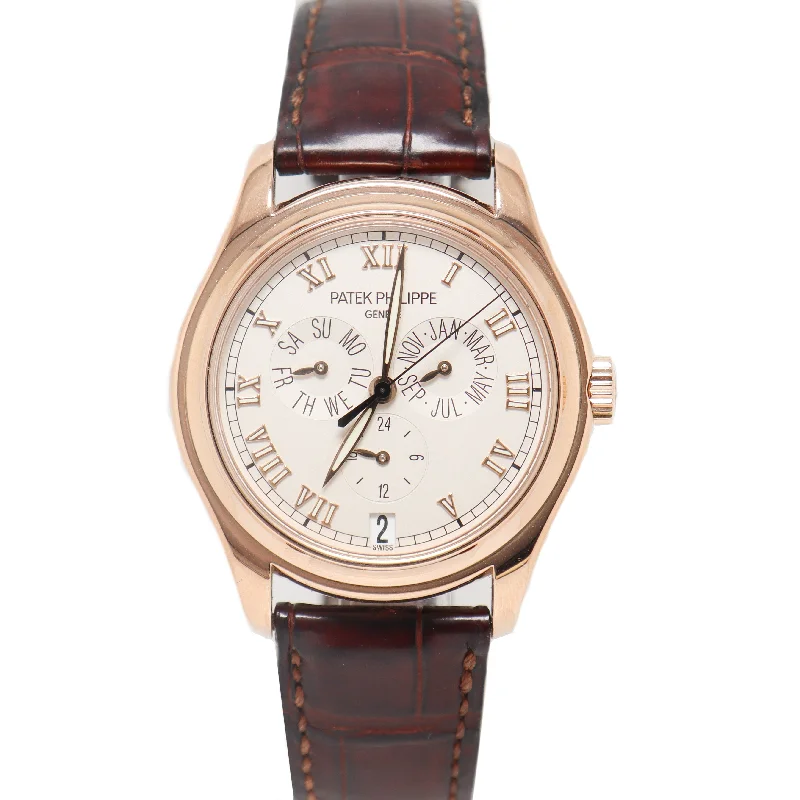 professional-grade smartwatch for athletes-Patek Philippe Philippe Annual Calendar Rose Gold 37mm White Roman Dial Watch Reference#