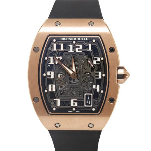 smartwatch with GPS and activity tracking-Richard Mille Mens Extra Flat Automatic Rose Gold Skeleton Dial Watch Reference# RM67-01