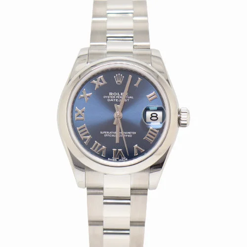 smartwatch with stress management features-Rolex Datejust 31mm Stainless Steel 31mm Blue Roman Dial Watch Reference# 178240