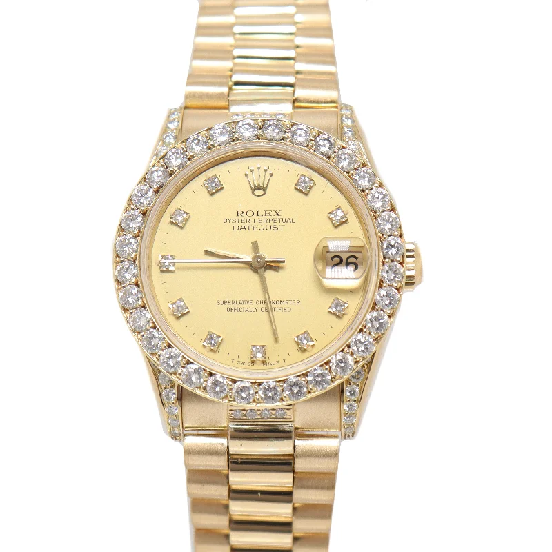 smartwatch with real-time GPS updates-Rolex Datejust Yellow Gold 31mm Factory Diamond Diamond Dial Watch Reference# 68278