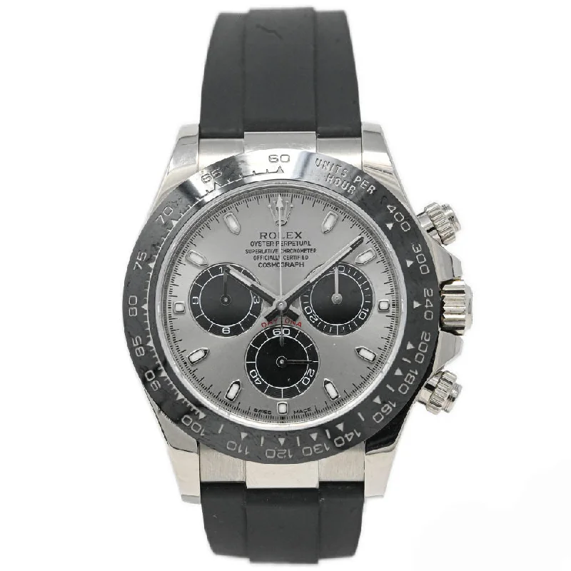 smartwatch with VO2 max tracking-Rolex Daytona 18K White Gold 40mm Silver Chronograph Dial Watch Reference #: 116519LN