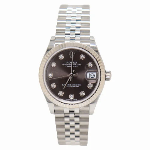 sports watches with interval workout functions-Rolex Ladies Datejust Stainless Steel 31mm Rhodium Diamond Dial Watch Reference# 278274