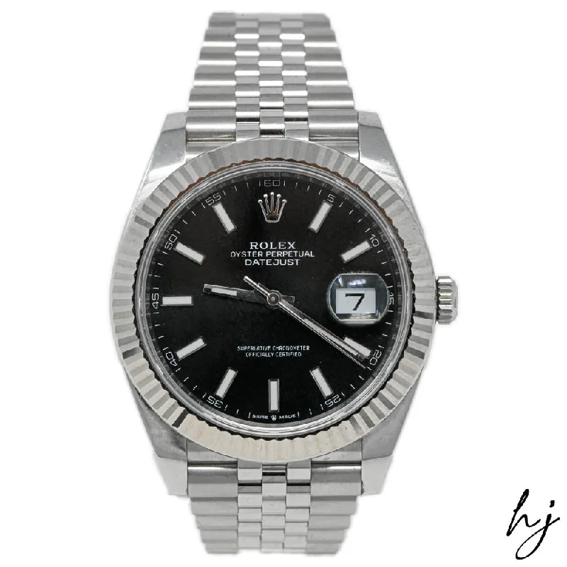 smartwatch with advanced biometrics-Rolex Men's Datejust 41 Stainless Steel Black Stick Dial Watch Reference #: 126334