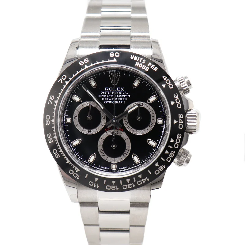 automatic chronograph watches with stopwatch-Rolex Men's Daytona Stainless Steel 40mm Black Chronograph Dial Watch Reference# 116500