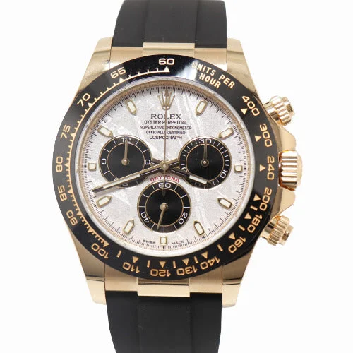 luxury chronograph sports watches-Rolex Mens Daytona Yellow Gold 40mm Meteroite Chronograph Dial Watch Reference# 116518LN