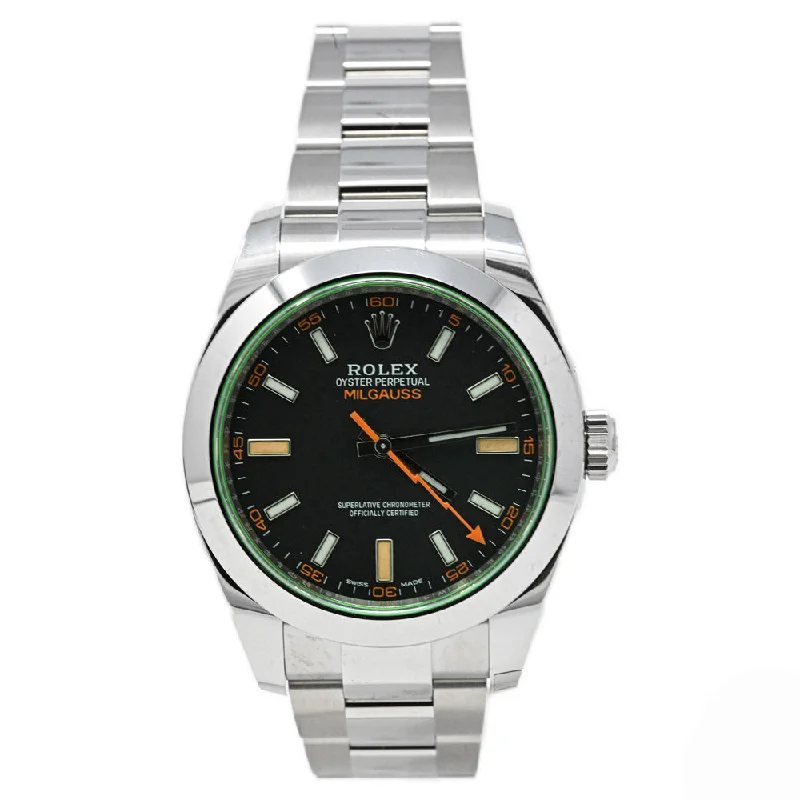 automatic mechanical diver watches-Rolex Men's Milgauss Stainless Steel 40mm Black Stick Dial Watch Reference #: 116400GV