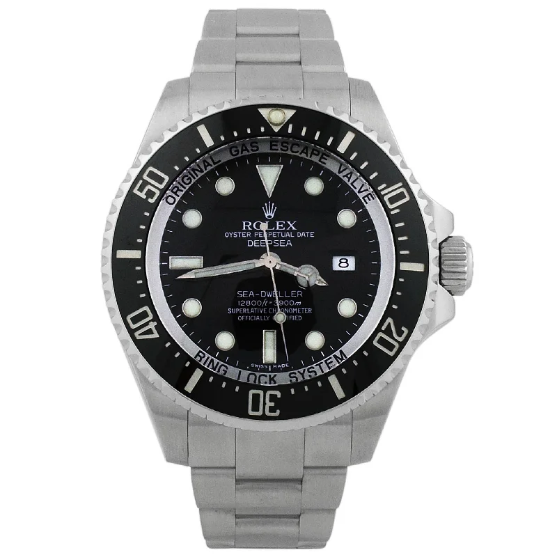 smartwatch with blood oxygen sensor-Rolex Men's Sea-Dweller Deepsea Stainless Steel 44mm Black Dot Dial Watch Reference #: 116660