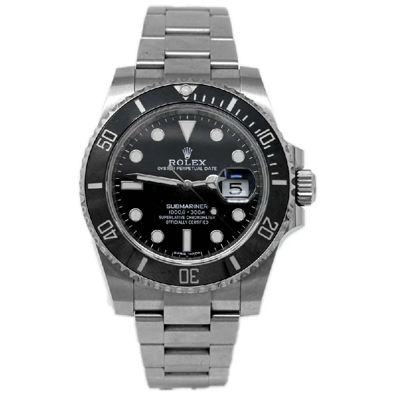 men's sport chronograph wristwatches-Rolex Men's Submariner Date Stainless Steel 40mm Black Dot Dial Watch Reference #: 116610LN