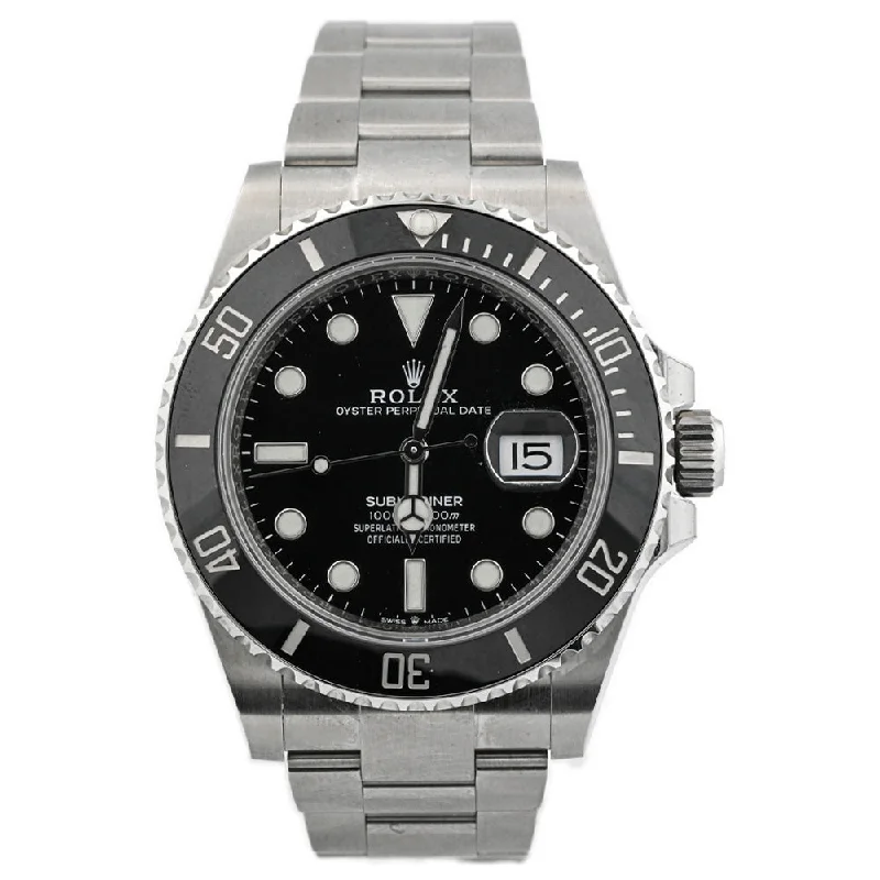 luxury wristwatches with sapphire glass-Rolex Men's Submariner Date Stainless Steel 41mm Black Dot Dial Watch Reference #: 126610LN