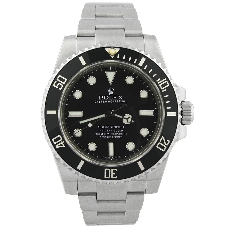 smartwatch with stress-free workout mode-Rolex Men's Submariner No Date Stainless Steel 40mm Black Dot Dial Watch Reference #: 114060