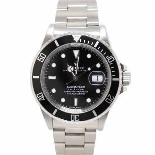 ultra-lightweight outdoor watches-Rolex Men's Submariner Stainless Steel 40mm Black Dot Dial Watch Reference# 16800