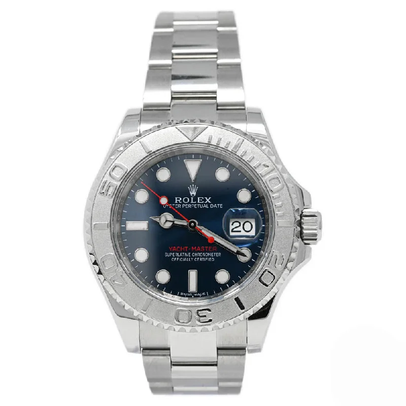 slim profile sport chronographs-Rolex Men's Yacht-Master Stainless Steel & Platinum 40mm Blue Dot Dial Watch Reference #: 116622