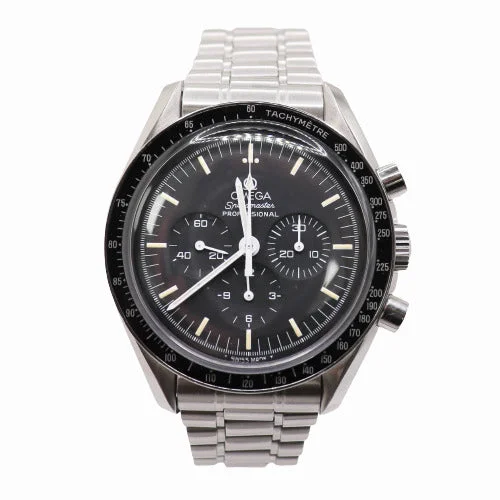 smartwatch with stress-relieving workouts-Vintage Omega Mens Speedmaster Stainless Steel 42mm Black Dial Watch Ref #145.022