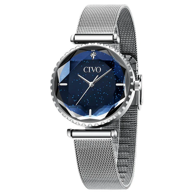 leather strap smartwatches-8116C | Quartz Women Watch | Mesh Band