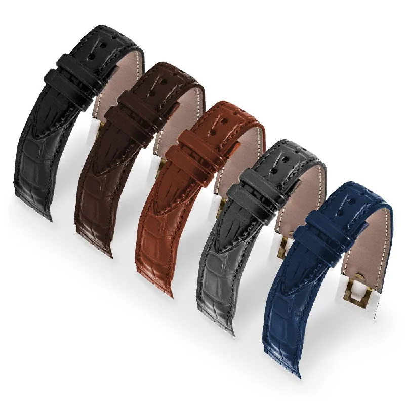 stylish casual sport wristwatches-Attaches ouvertes - Bracelet montre cuir - Alligator (noir, marron, gris, bleu)