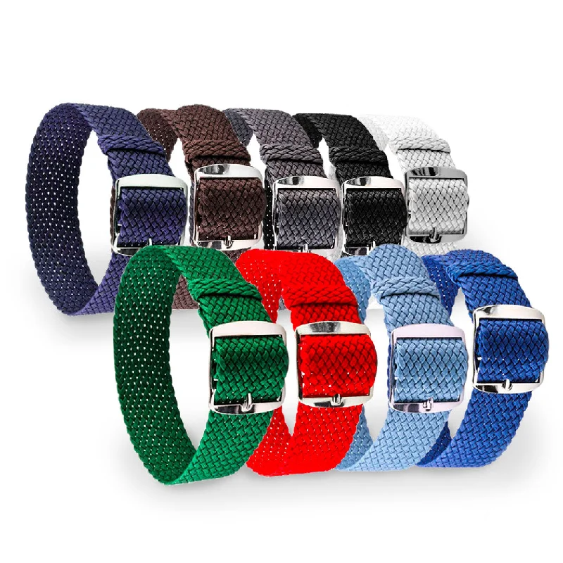 smartwatch with sleep stages analysis-Bracelet de montre Perlon tressé (bleu marine, marron, gris, noir, blanc, vert, rouge, bleu jean...)