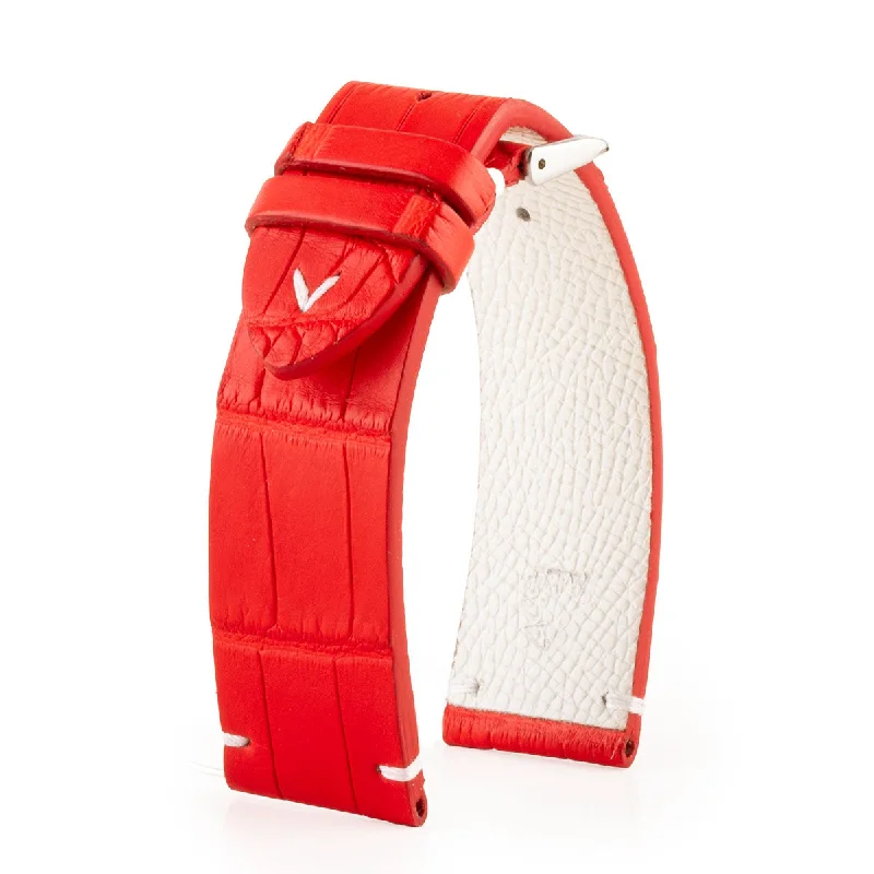 smartwatch with VO2 max tracking-Bracelet montre cuir - Canada - Alligator rouge