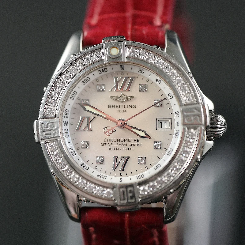 fashion watches with interchangeable straps-Breitling Cockpit – Ref A62365 – B class diamond and mother of pearl dial