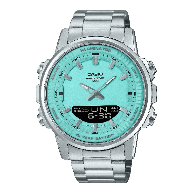 digital sports watches with GPS-Casio Analog-Digital Sporty Design Stainless Steel Band Watch AMW880D-2A2 AMW-880D-2A2