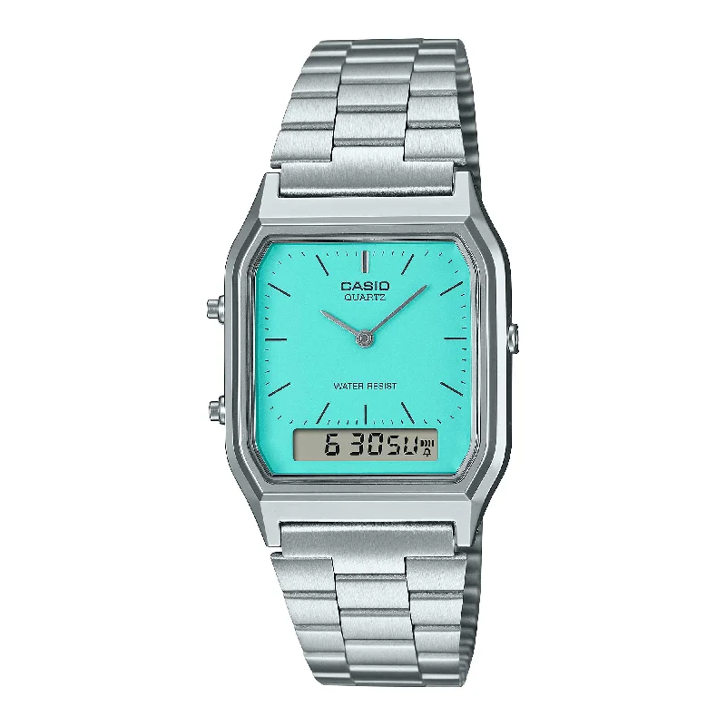 vintage-inspired automatic watches-Casio Analog Digital Vintage Series Dual Time Watch AQ230A-2A2 AQ-230A-2A2