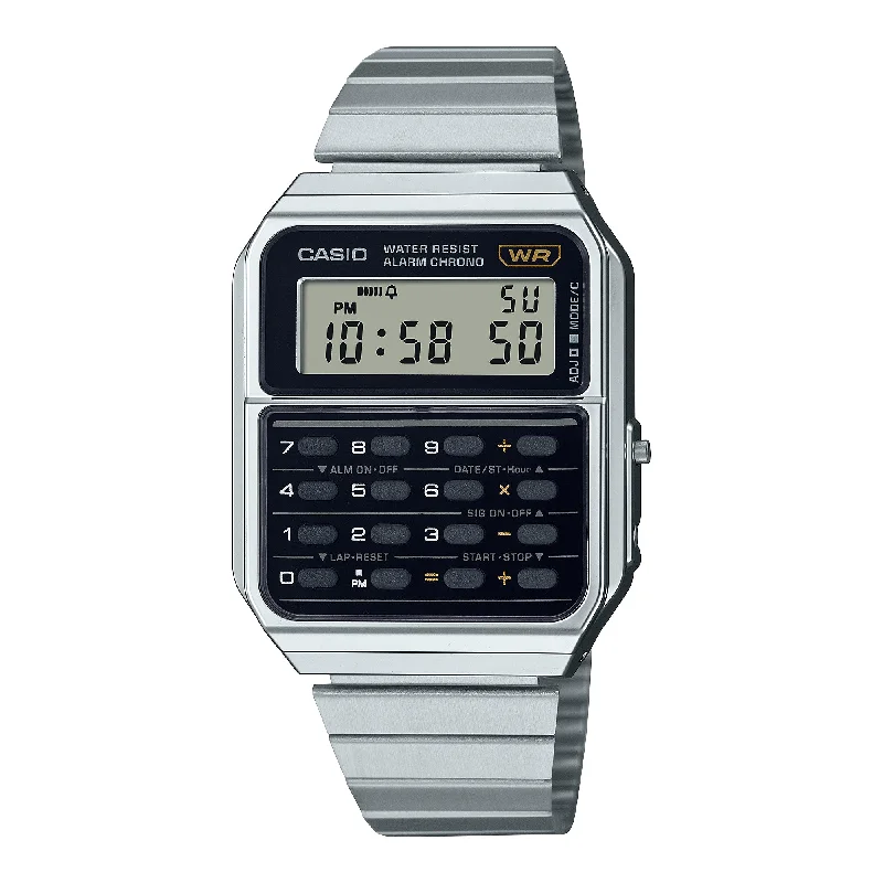 smartwatch with sleep cycle analysis-Casio Digital Vintage Dual Time Calculator Watch CA500WE-1A CA-500WE-1A