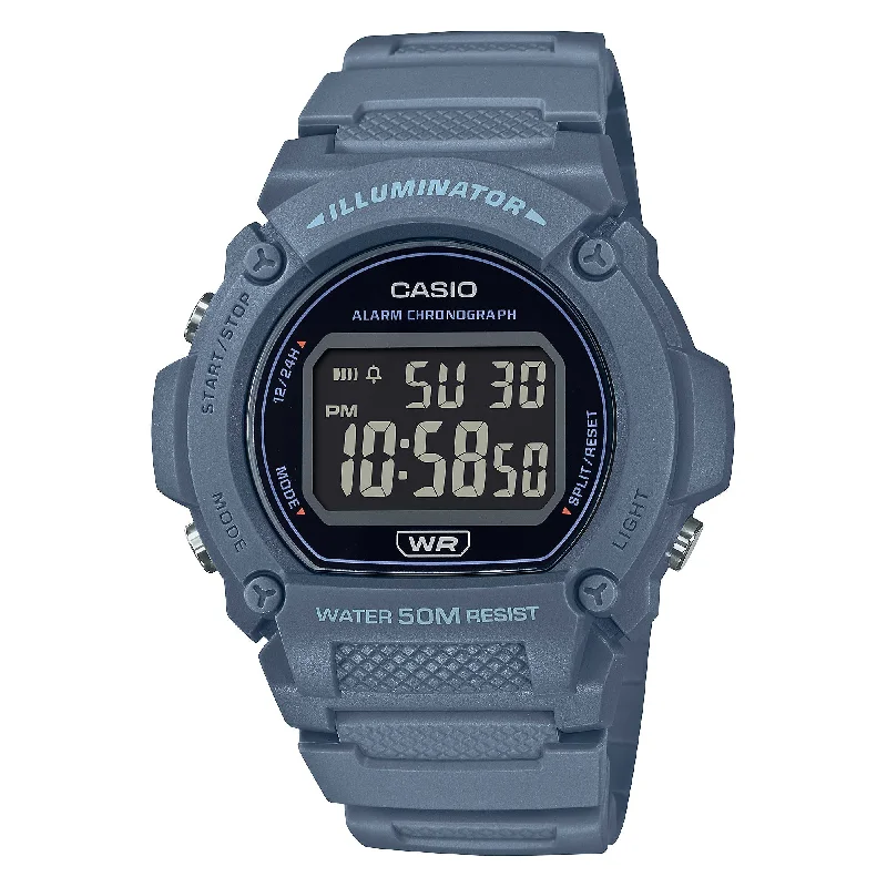 solar-powered diving watches-Casio Standard Sporty Digital Watch W219HC-2B W-219HC-2B