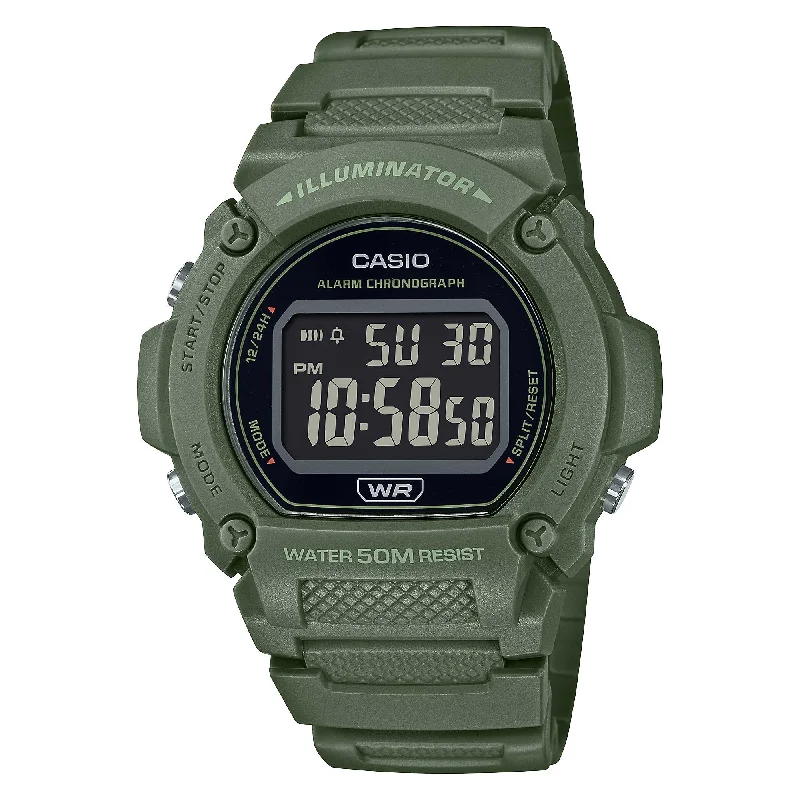 smartwatch with interval training feature-Casio Standard Sporty Digital Watch W219HC-3B W-219HC-3B