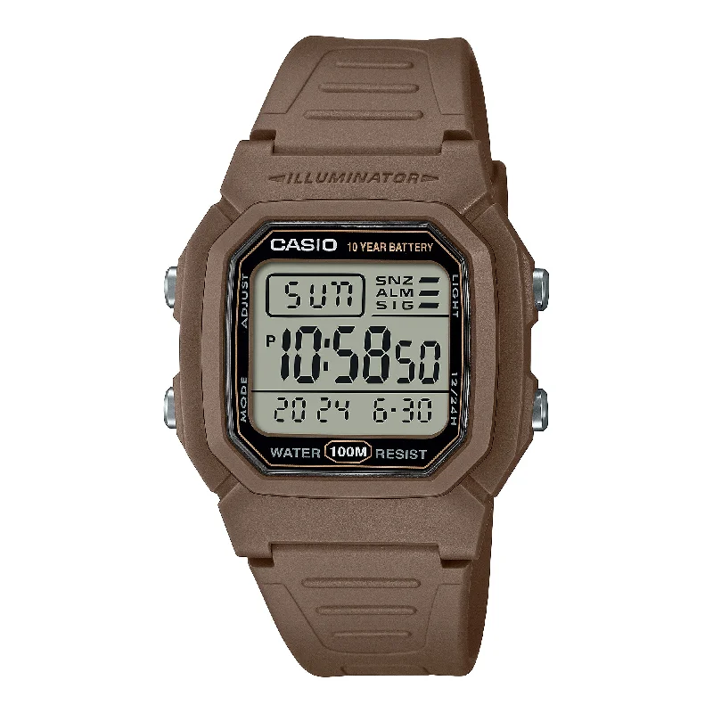 smartwatch with instant fitness insights-Casio Digital Dual Time Brown Resin Band Watch W800H-5A W-800H-5A